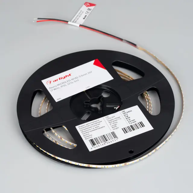 Светодиодная лента MICROLED-M182-3.5mm 24V Day4000 (7 W/m, IP20, 2216, 5m), ракурс 2