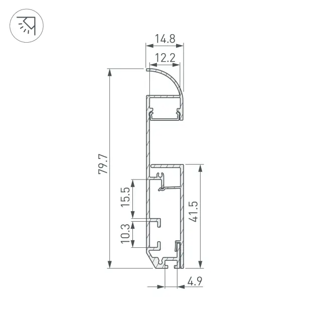 Профиль PLINTUS-H80-2000 WHITE, ракурс 3