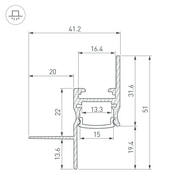 Профиль CEIL-S14-SHADOW-T-3000 BLACK, ракурс 3