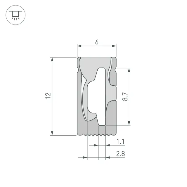 Силиконовый профиль WPH-FLEX-0612-SIDE-S8-10m BLACK, ракурс 3