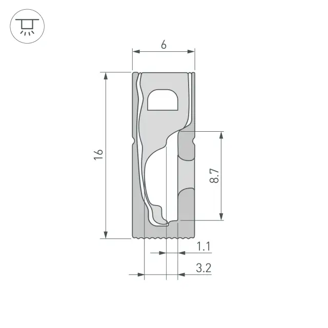 Силиконовый профиль WPH-FLEX-0616-SIDE-S9-5m BLACK, ракурс 3