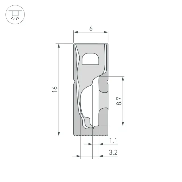 Силиконовый профиль WPH-FLEX-0616-SIDE-S9-5m FULL BLACK, ракурс 3
