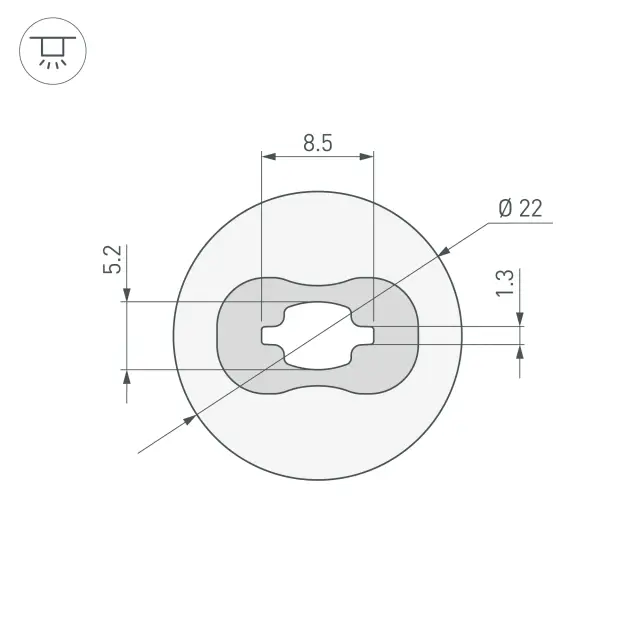 Силиконовый профиль WPH-FLEX-D22-360deg-S8-5m WHITE, ракурс 4