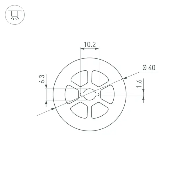Силиконовый профиль WPH-FLEX-D40-360deg-S10-5m WHITE, ракурс 4