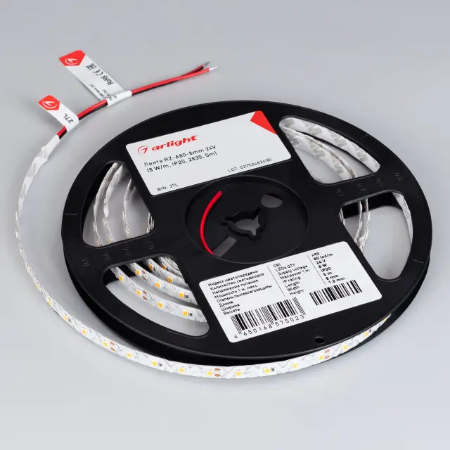 Светодиодная лента RZ-A80-8mm 24V Warm3000 (8 W/m, IP20, 2835, 5m), ракурс 2