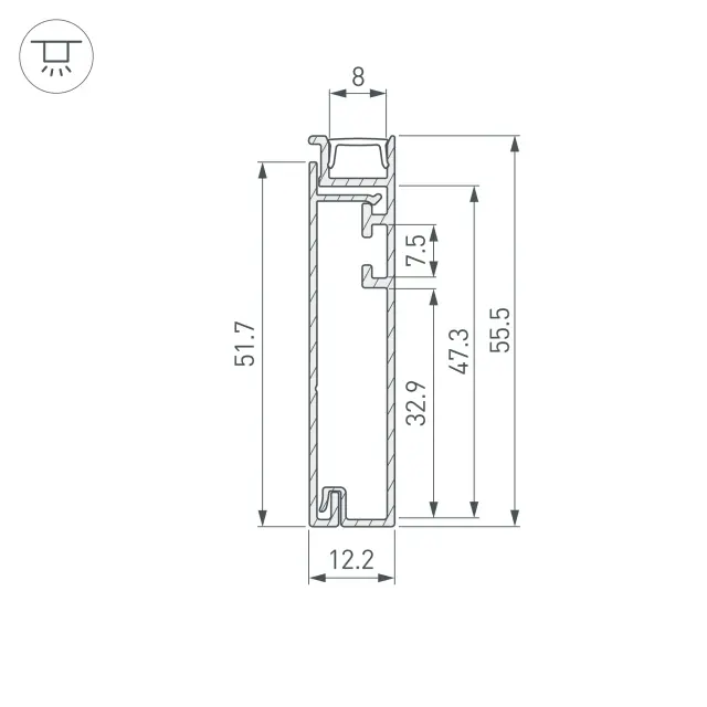 Профиль PLINTUS-H55-2000 ANOD, ракурс 3