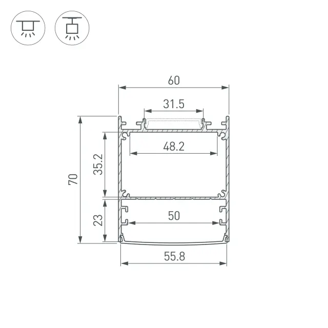 Профиль LINE-6070-2000 ANOD BLACK, ракурс 3