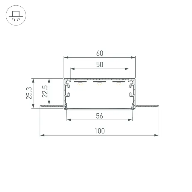 Профиль LINIA60-FANTOM-3000 ANOD, ракурс 3