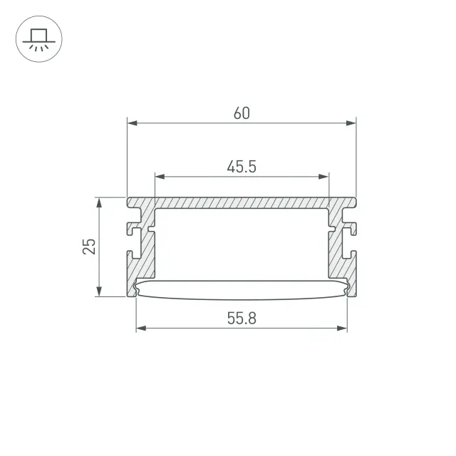 Профиль FLOOR60-H26-3000 ANOD, ракурс 3