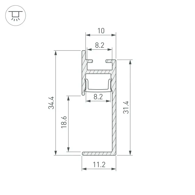 Профиль PLINTUS-H35-F-2000 ANOD, ракурс 3