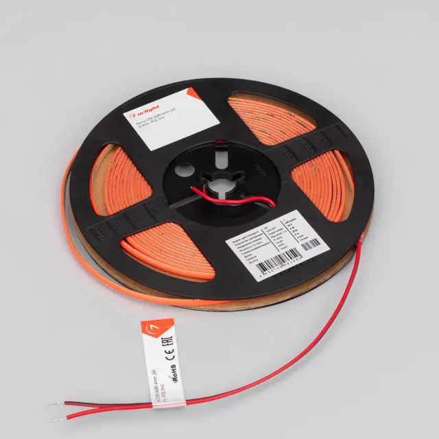 Светодиодная лента COB-X480-4mm 24V Red (4 W/m, IP20, 5m), ракурс 3