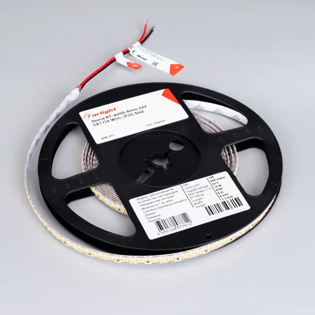 Светодиодная лента RT-A200-8mm 24V Warm2700-CX1 (16 W/m, IP20, 5m), ракурс 2