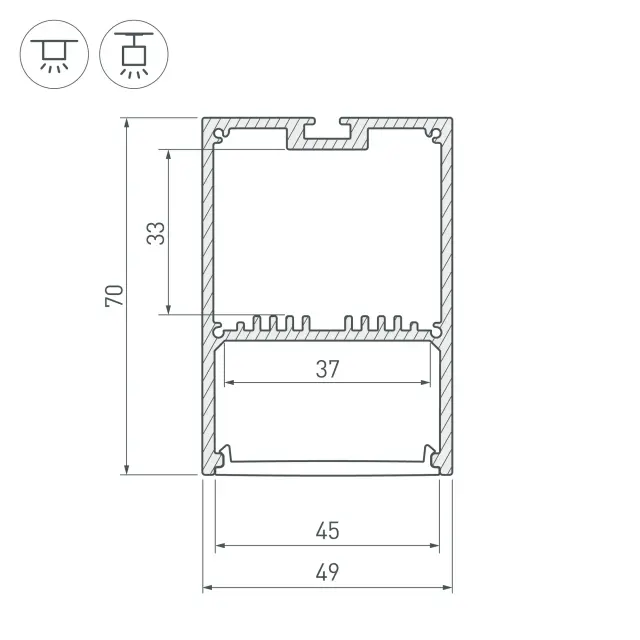 Профиль SL-LINE-4970-2500 ANOD, ракурс 4
