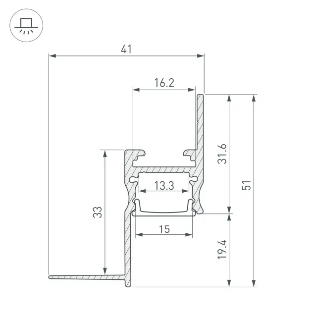 Профиль ARH-CEIL-S14-SHADOW-2000 BLACK, ракурс 3