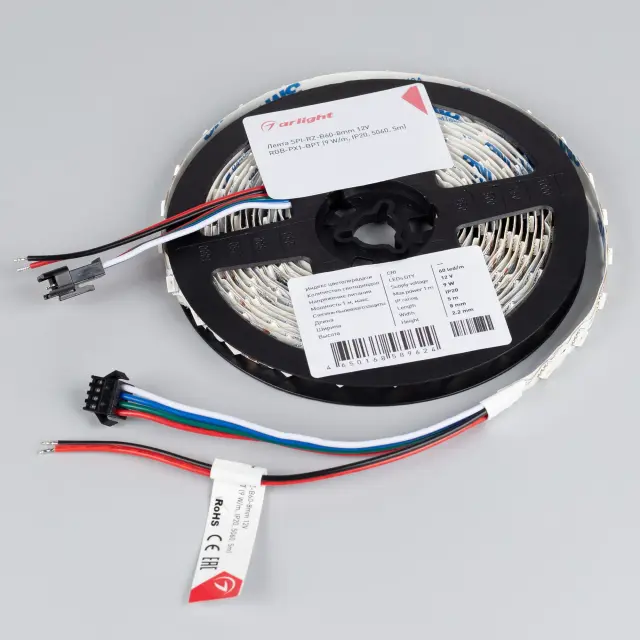 Светодиодная лента SPI-RZ-B60-8mm 12V RGB-PX1-BPT (9 W/m, IP20, 5060, 5m), ракурс 3