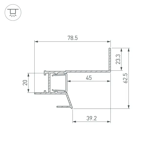Профиль CEIL-S18-SHADOW-SIDE-3000 BLACK, ракурс 3
