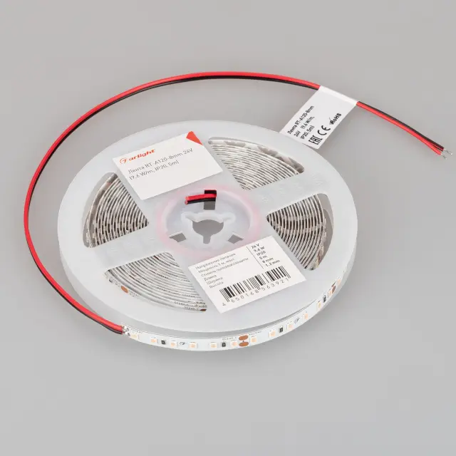 Светодиодная лента RT-A120-8mm 24V Peach Fuzz (9.6 W/m, IP20, 5m), ракурс 2