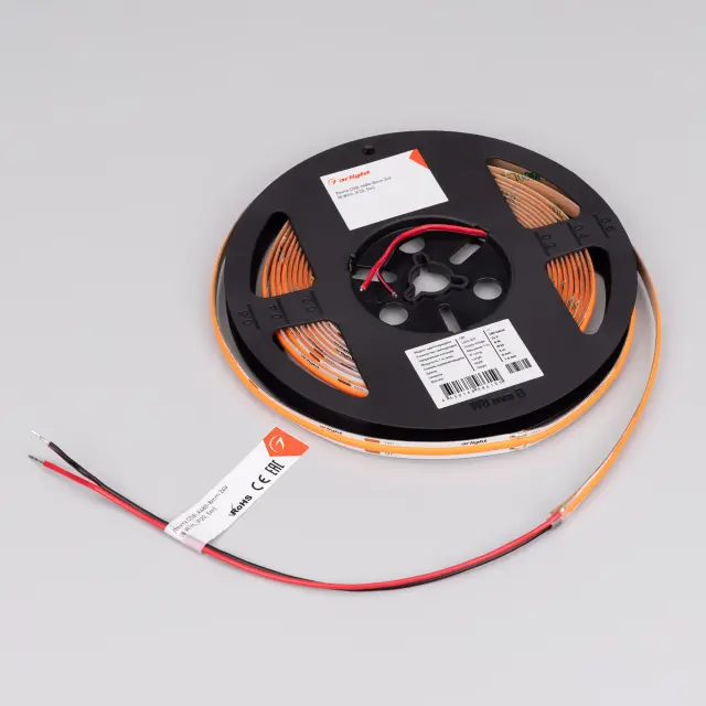 Светодиодная лента COB-X480-8mm 24V Orange (8 W/m, IP20, 5m), ракурс 3
