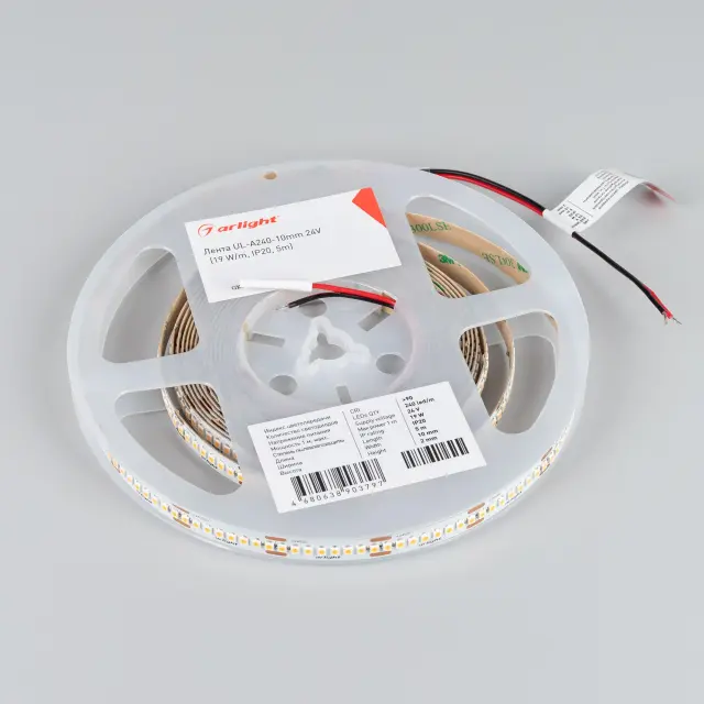 Светодиодная лента UL-A240-10mm 24V Warm3500 (19 W/m, IP20, 5m), ракурс 2