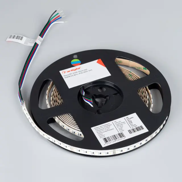 Светодиодная лента RT-H120-10mm 24V RGBW-Warm-4-in-1 (25 W/m, IP20, 4040, 5m), ракурс 3