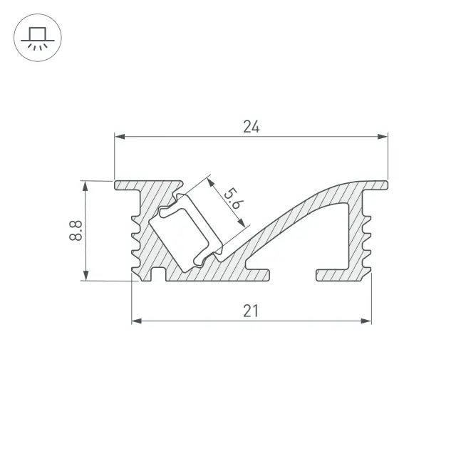 Профиль SL-BEVEL-W21-F-2000 ANOD BLACK, ракурс 3