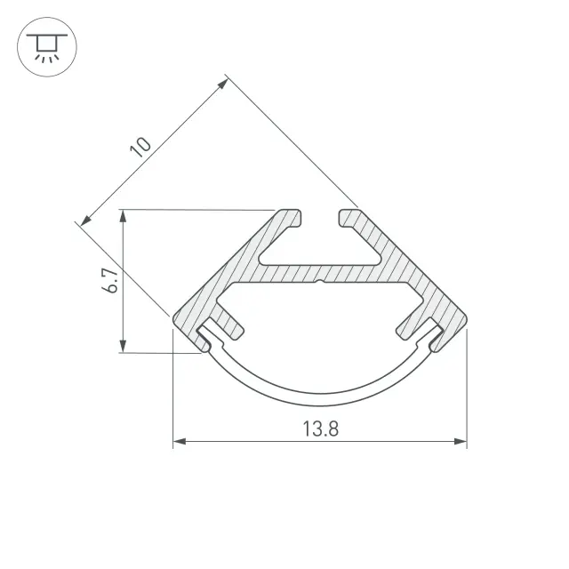 Профиль SL-KANT-H10-2000 ANOD, ракурс 3