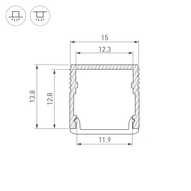 Профиль SL-MINI-15-2000 ANOD, ракурс 5