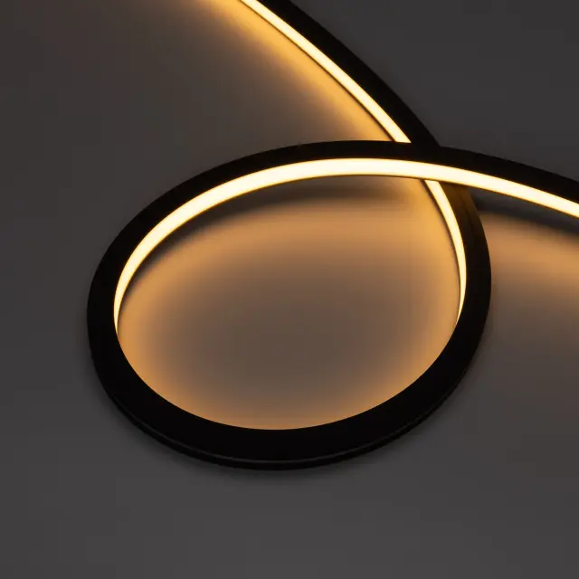 Гибкий неон NOVA-TOP-BLACK-A120-16x15mm 24V Warm2700 (10 W/m, IP67, 2835, 5m, wire x2)