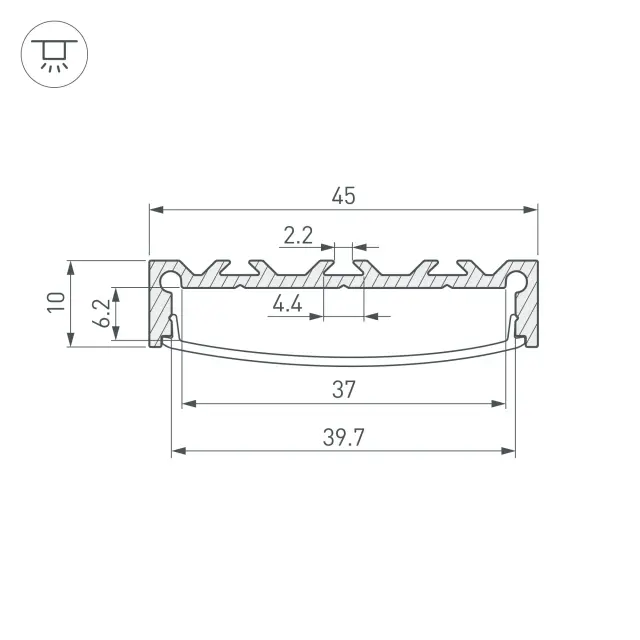 Профиль LINE-4510-2000 ANOD, ракурс 3