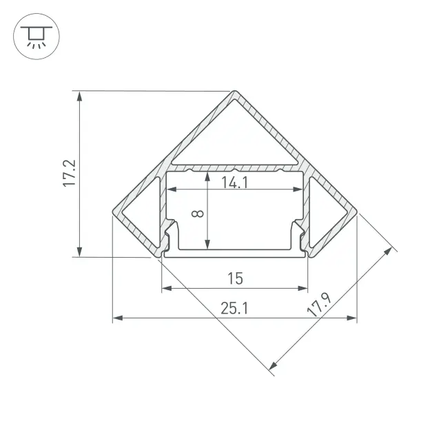 Профиль SL-KANT-H18-2000 BLACK, ракурс 3