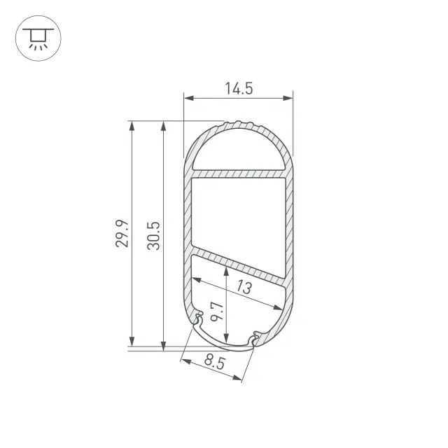 Профиль WARDROBE-1530-2000 ANOD, ракурс 3