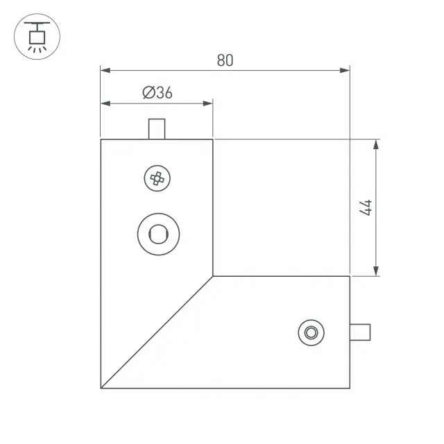 Соединитель профиля ROUND-D36-360-90 BLACK, ракурс 2