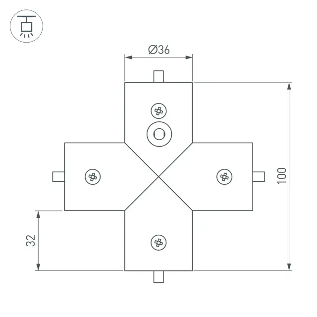 Соединитель профиля ROUND-D36-360-X90, ракурс 2