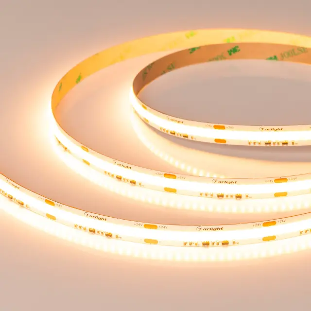Светодиодная лента COB-X560-10mm 24V Dim-To-Warm (14 W/m, IP20, 5m), ракурс 2