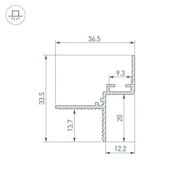 Профиль CEIL-SHADOW-12-3000 ANOD BLACK, ракурс 2