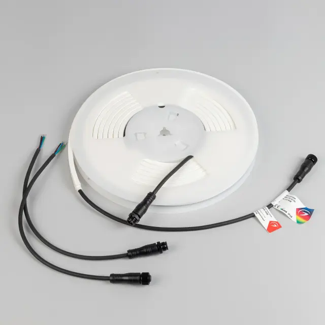 Гибкий неон WAVE-SIDE-PU-H120-06x12mm 24V RGB (8 W/m, IP68, 5m, wire x2), ракурс 2