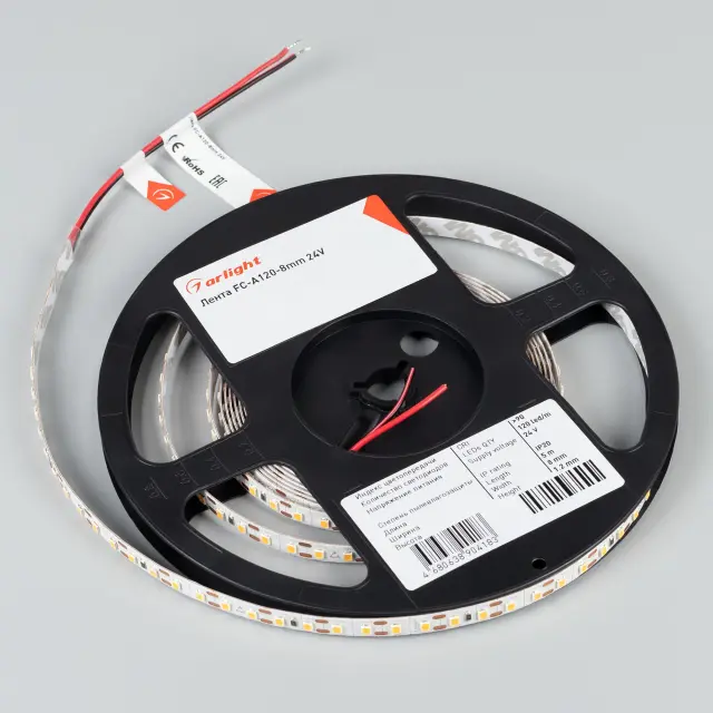 Светодиодная лента FC-A120-8mm 24V White6000-CX1 (10 W/m, IP20, 5m), ракурс 4