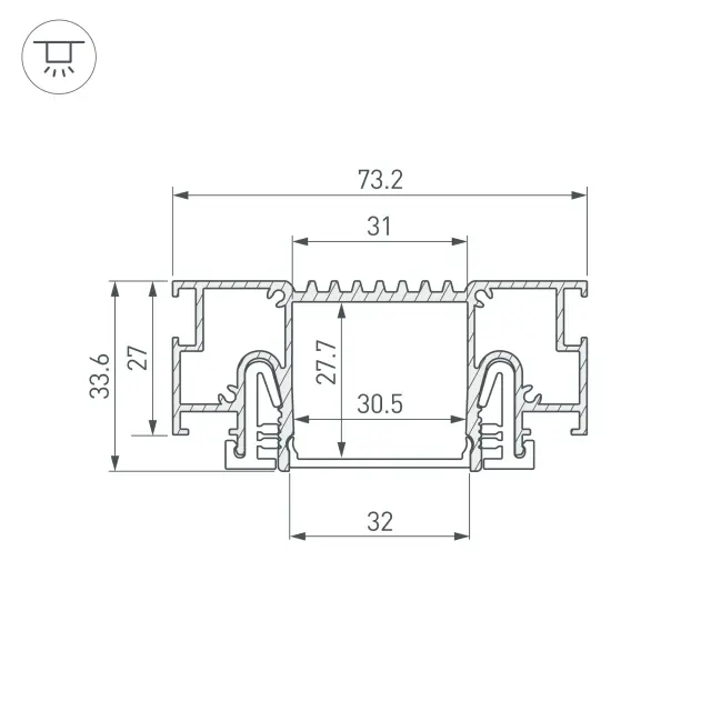 Профиль STRETCH-32-CEIL-CENTER-2000 WHITE, ракурс 4