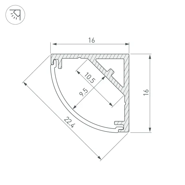 Профиль SL-KANT-H16-S10-2000 ANOD, ракурс 3