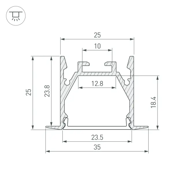Профиль LINIA25-F-2000 ANOD, ракурс 3