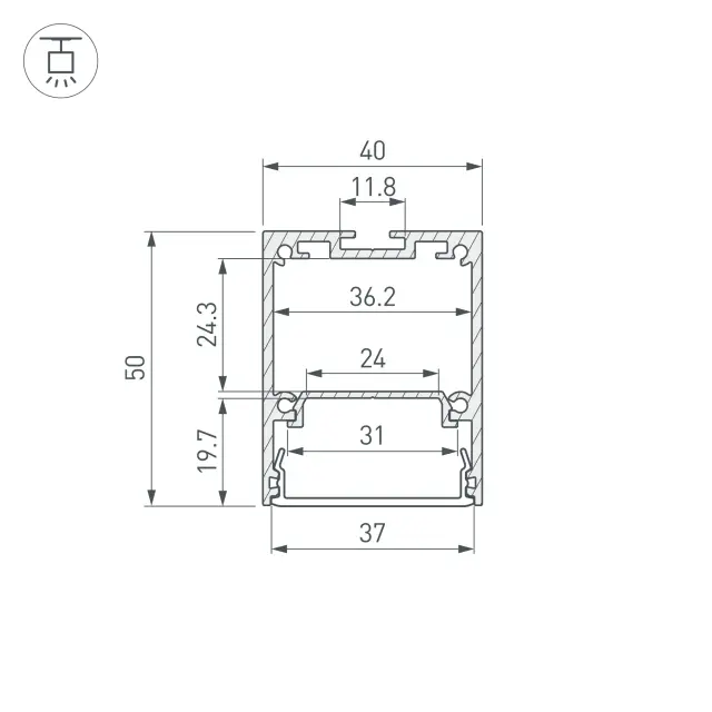 Профиль IP-LINE-4050-2000 BLACK, ракурс 4