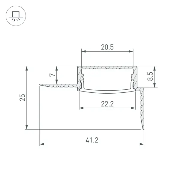 Профиль FANTOM-W20-H10-EDGE-2000 ANOD, ракурс 3