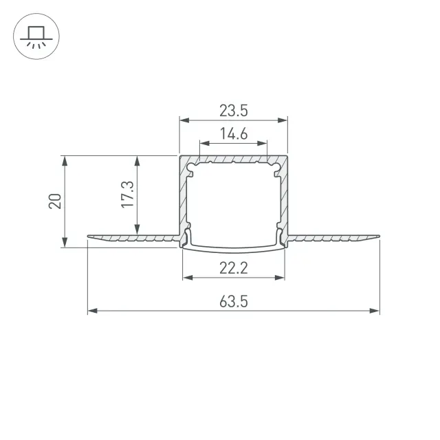 Профиль FANTOM-W20-H20-2000 ANOD, ракурс 3