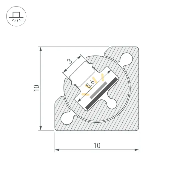 Профиль с экраном SL-KANT-H10-ROTATE-2000 CHAMPAGNE GOLD, ракурс 2