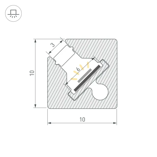 Профиль с экраном SL-KANT-H10-SQUARE-2000 IRON GREY, ракурс 2