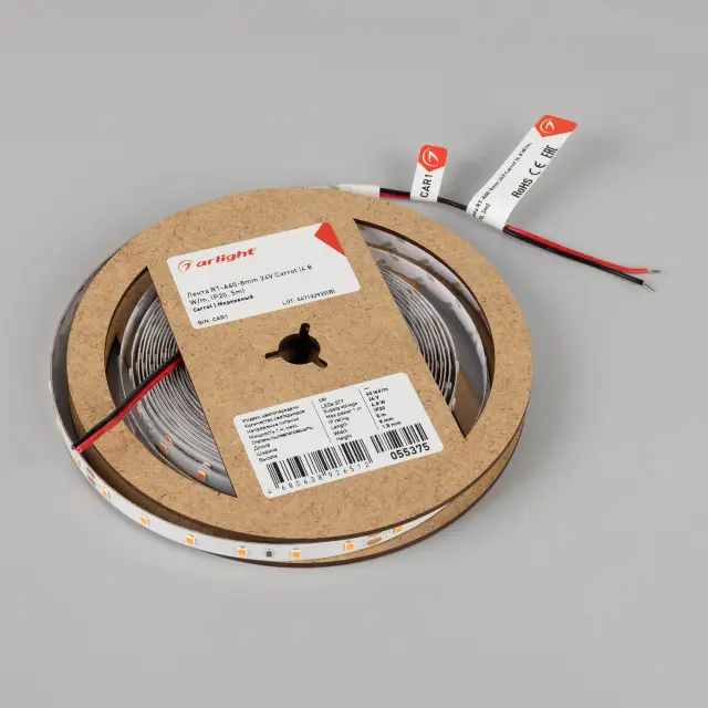 Светодиодная лента RT-A60-8mm 24V Carrot (4.8 W/m, IP20, 5m), ракурс 2