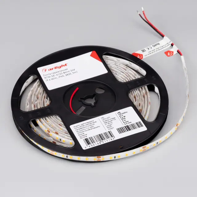 Светодиодная лента герметичная RTW-SE-A120-8mm 24V Warm2700 (9.6 W/m, IP65, 2835, 5m), ракурс 3