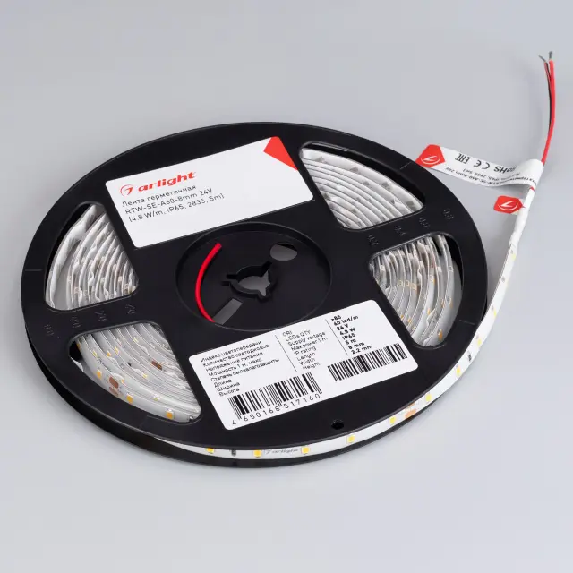 Светодиодная лента герметичная RTW-SE-A60-8mm 24V Warm2700 (4.8 W/m, IP65, 2835, 5m), ракурс 2