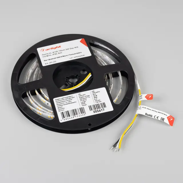 Светодиодная лента UL-A120-10mm 24V Day-MIX (10 W/m, IP20, 5m), ракурс 3