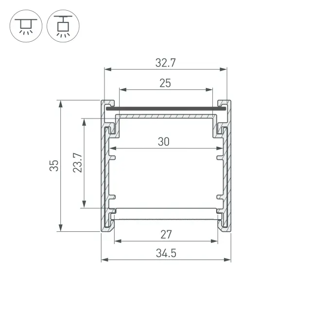 Профиль LINE-3535-BENT-SIDE-2000 ANOD, ракурс 3